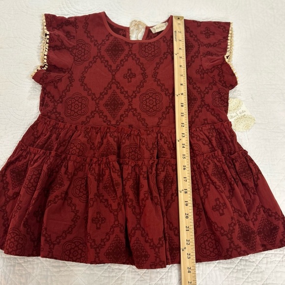 Altar'd State Red Peplum Blouse with Cap Sleeves and Ruffled Details - Picture 8 of 9